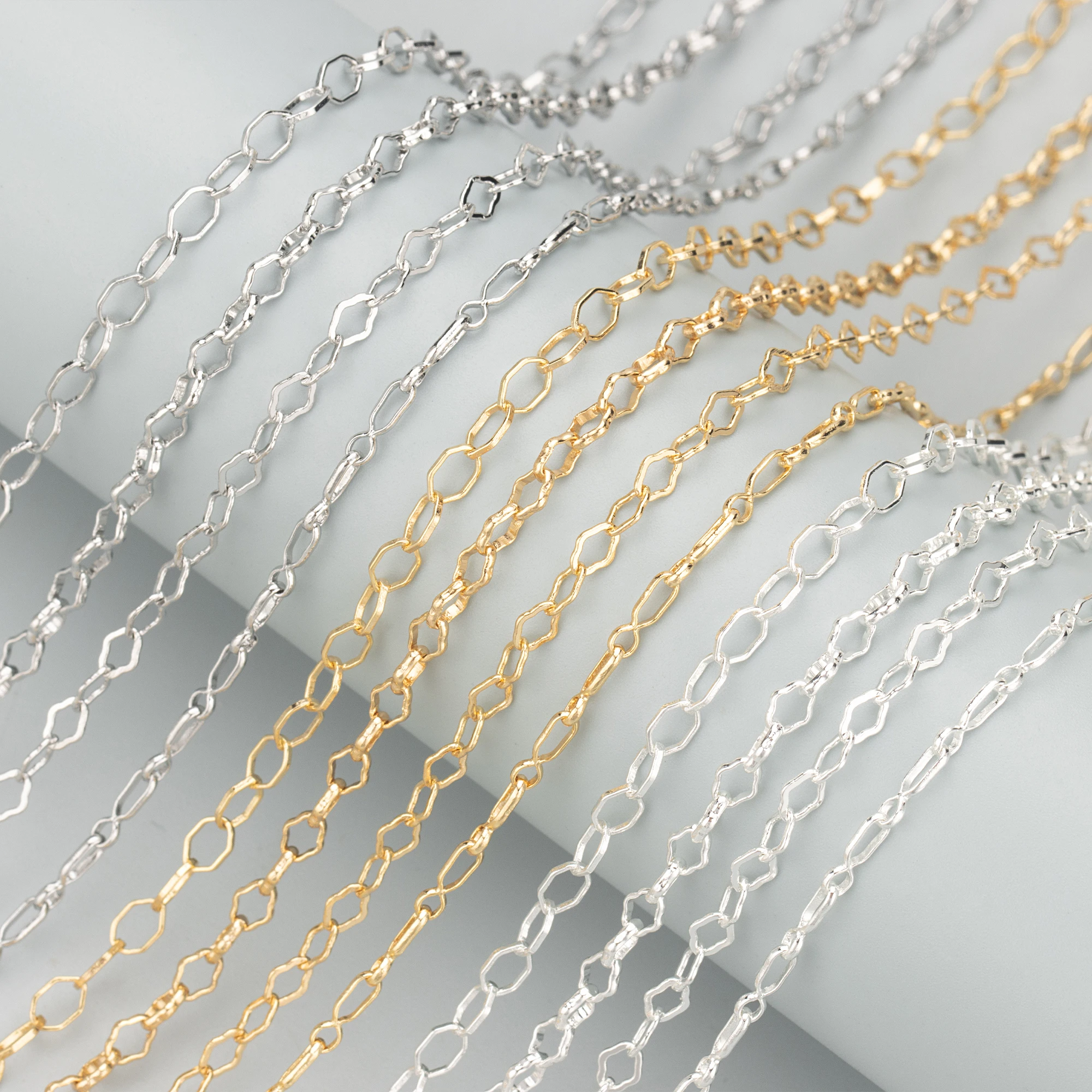 GUFEATHER C328, 체인, 핸드메이드, 니켈 프리, 18k 금 로듐 도금, 구리, DIY 팔찌 목걸이, 쥬얼리 제작, 3m 로트