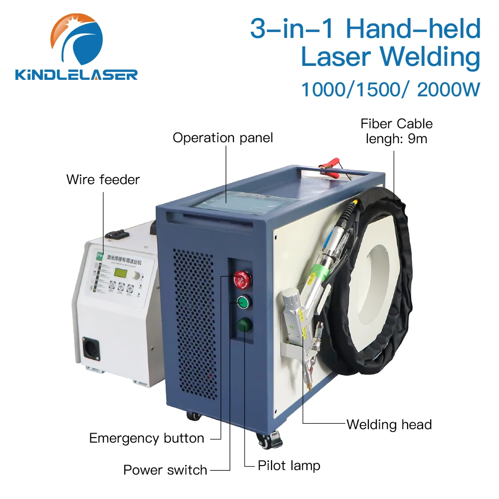 KINDLELASER 1000/1500/2000W Carbon steel/Aluminum/Stainless steel Fan-cooling Mini Laser Welding/Cutting Machine 5
