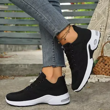 أحذية رياضية نسائية عصرية برباط، مادة قابلة للتنفس، مظهر أنيق، أحذية كاجوال خفيفة الوزن شبكية مضادة للتعب