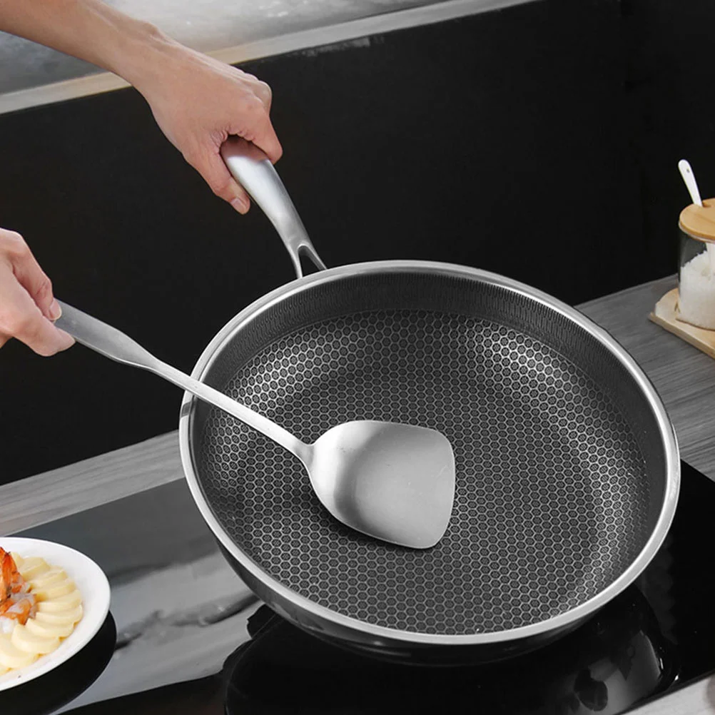 

Honeycomb Fried Steak Pan Stainless Steel Skillet Kitchen Long Handle Frying Pan