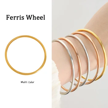 여성용 스테인리스 스틸 하이 퀄리티 골드 컬러 팔찌, 여아용 팔찌, 심플한 액세서리, 럭셔리 쥬얼리