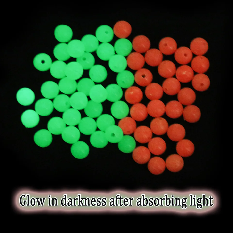 100 pz/lotto Perline Luminose 3mm-10mm Spazio di Pesca Fagioli Rotondi Galleggiante Palle Luce Incandescente per la Pesca All'aperto Set di Accessori  18