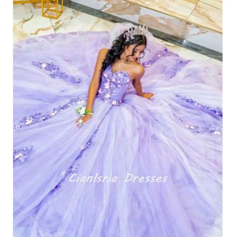 

Сиреневый 3D корсет с цветами, платье Quinceanera с шалью, бальное платье, женское милое платье 16 лет, платье XV лет