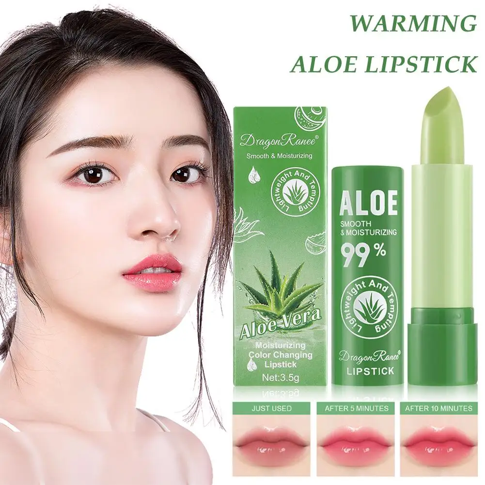 

New Moisture Lip Balm Aloe Vera Natural Lip Balm Temperature Long Cosmetics Lipstick Changing Color Lasting Makeup L9I3