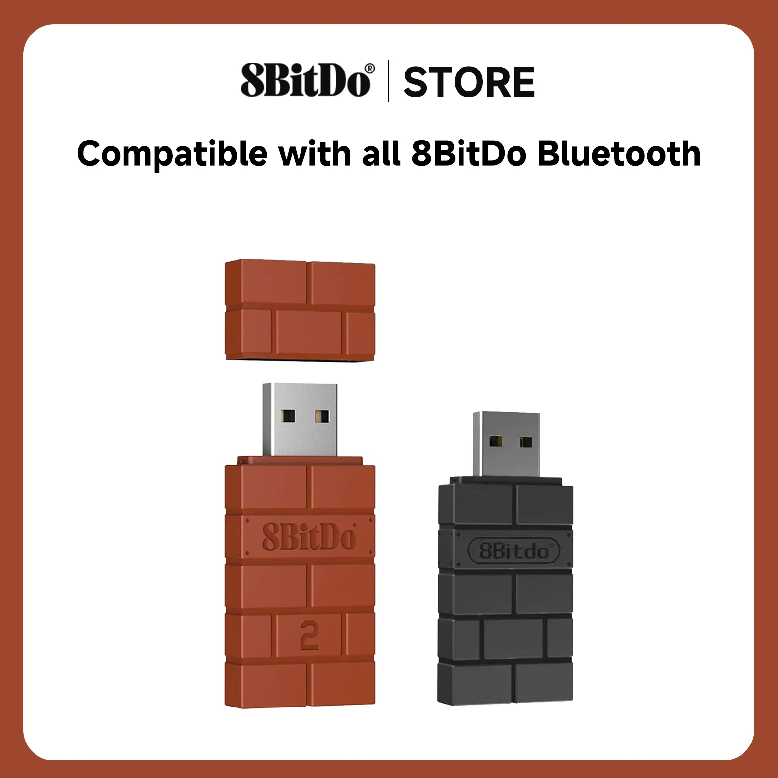 8BitDo USB 무선 블루투스 어댑터 2 수신기 (닌텐도 스위치 1, 2, PS1 미니, 윈도우, PS4, PS5, Xbox 시리즈 X/S 핸들용)