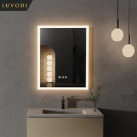 LUVODI LED Light Bathroom Mirror Wall Mounted Backlit Touch Mirror Dimmable Defog Vanity Makeup Mirror