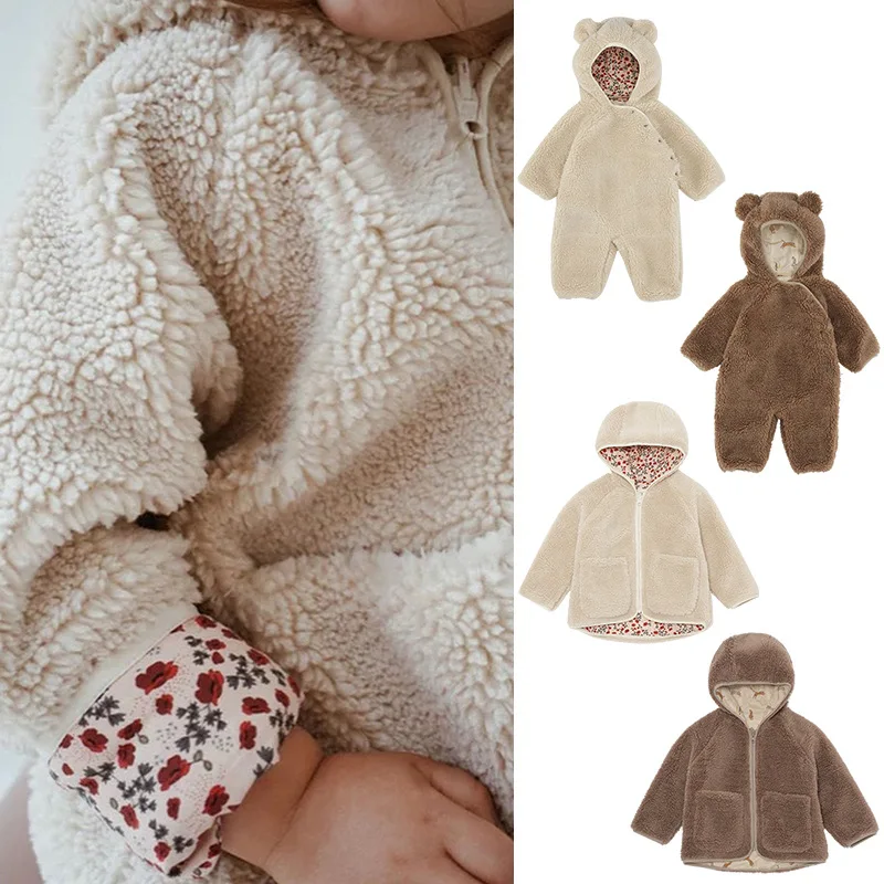 

Jenny&Dave Baby jumpsuit, autumn and winter, newborn clothes, thickened teddy bear, male and female babies, plush climbing cloth