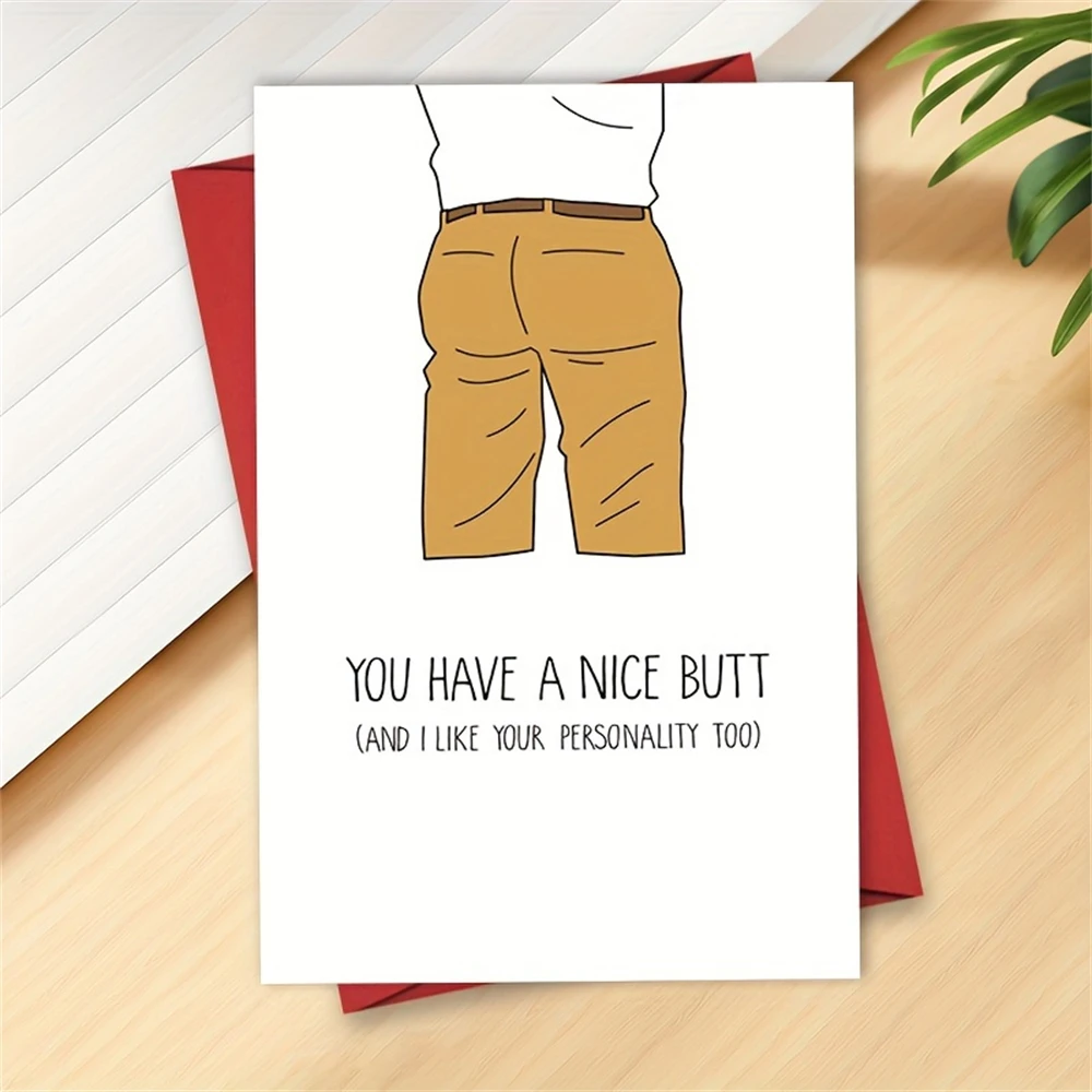 1pc,Love Cards - Valentine Card - Card for Boyfriend - Card for Husband - Nice Butt by Fresh Card