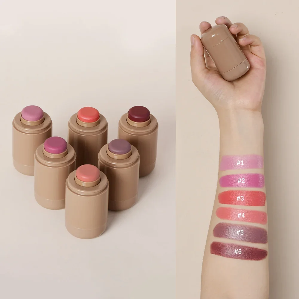 Creamy Bronzing Blush Stick Hydrating Waterproof Lipstick Cheek Tint High Pigment Multi-tone Soft Mauve Matte Rouge Contour blush stick