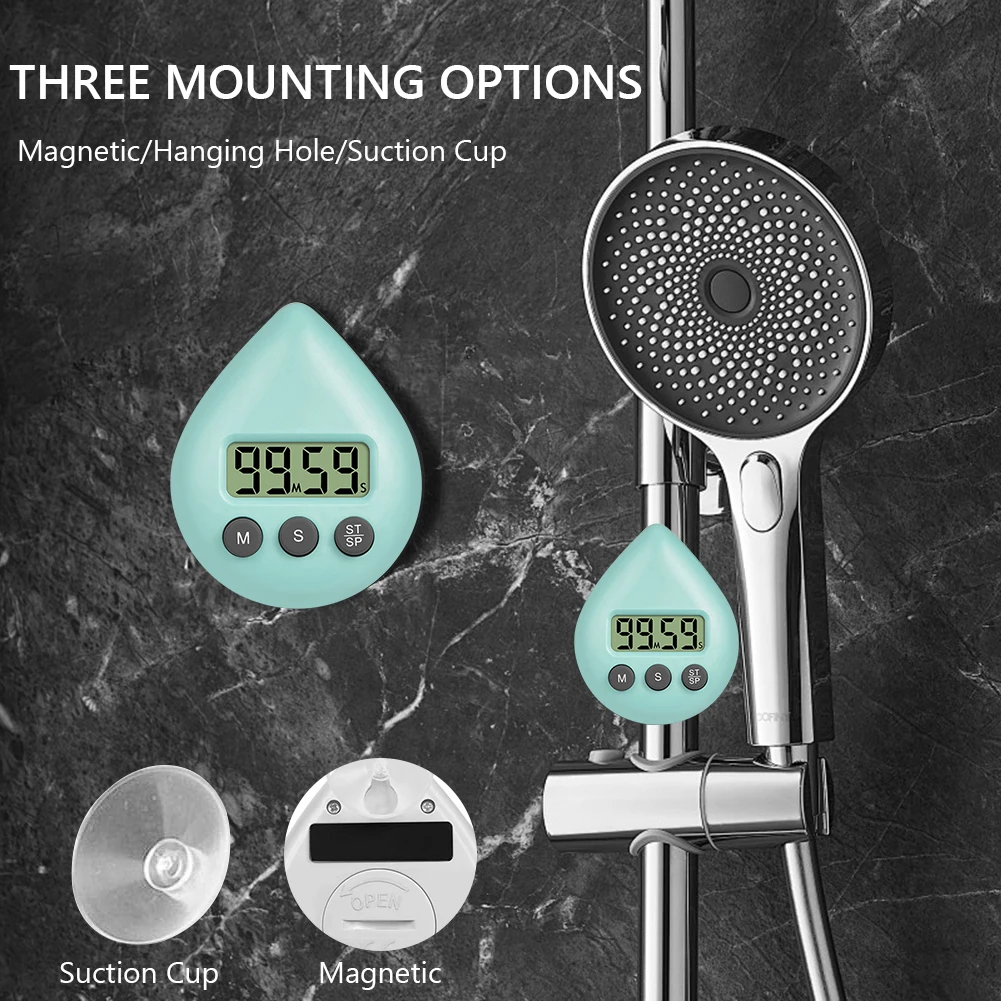 Shower Timer Waterproof Kitchen Timer Magnetic Backing Bathroom Timer Toilet Timer Countdown Timer for Kitchen Bathroom