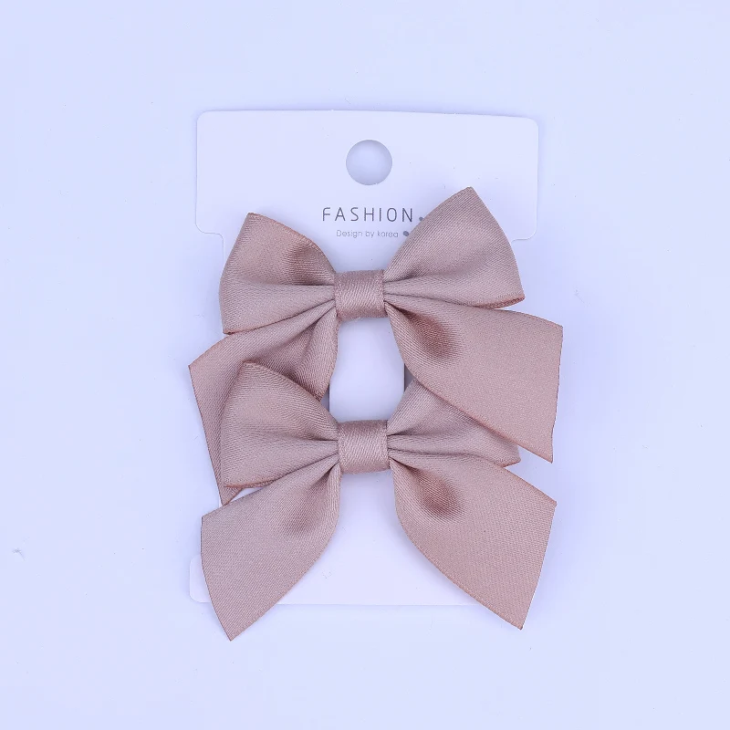 2 teile/satz neue süße feste Band Bowknot Haars pangen für Baby Mädchen handgemachte Schleifen Haarnadel Haars pangen Kopf bedeckung Kinder Haarschmuck – Detail 9