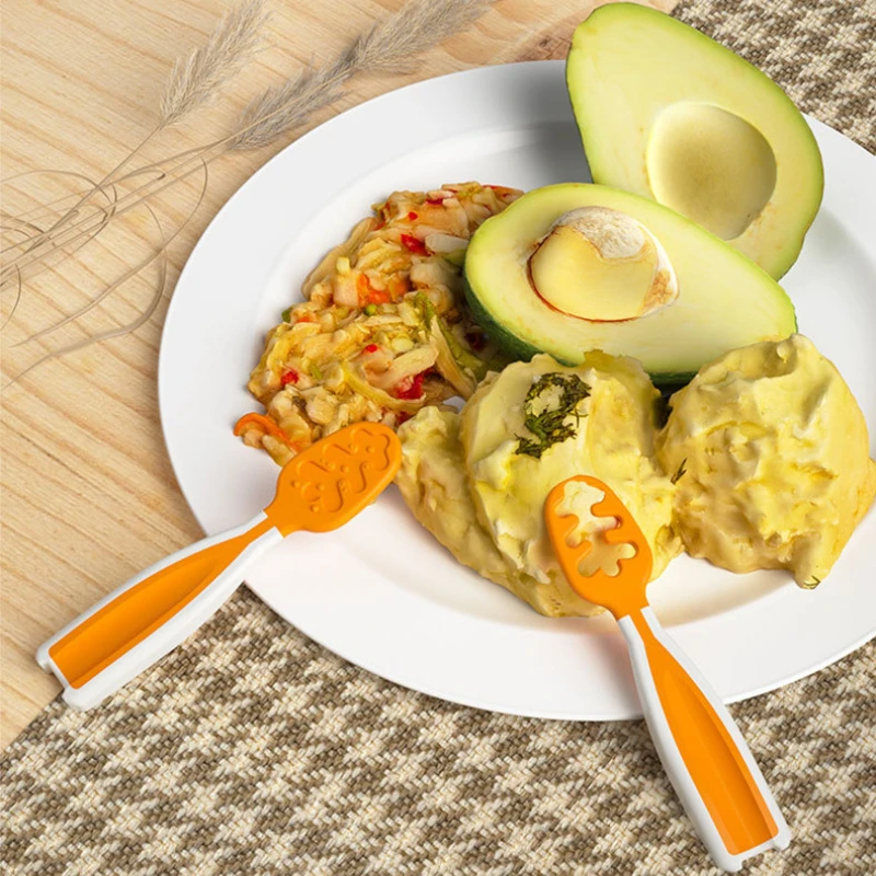 Baby Spoons Set 2Pcs Toddler Self Feeding Food Utensils Baby Led Weaning Scoop Cutlery Learning To Eat Children's Tableware baby tableware set