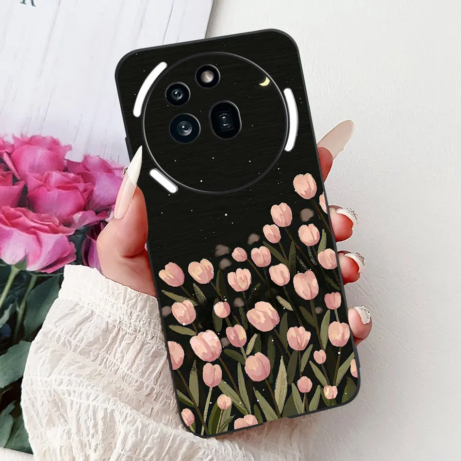 Elegant Butterfly Cat Printed Black Silicone Soft Phone Case