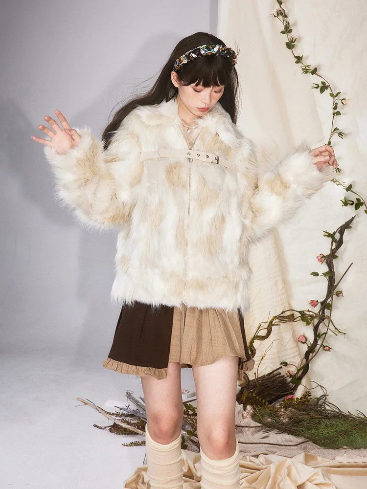 Warm Long Fur Coat for Women Eco-friendly Fur Coat Furry Integrated Jacket Faux Fur Jacket Vintage Winter Clothes  2023