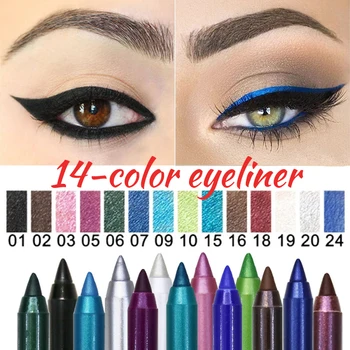 14 Color Long-lasting Eyeliner Pencil Waterproof Pigment Green Brown eyeliner Pen Women Fashion Color Eye Makeup Cosmetics 1