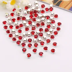 Vibrant Silver Claw Glass Crystal Rhinestone Beads for DIY and Fashion Crafting (A23 Red)
