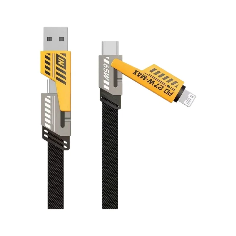 Кабель для швидкого заряджання 4 в 1 Mecha PD 27W 65W, USB Type C, багатопортовий, для iPhone 15, Samsung, Xiaomi, Huawei