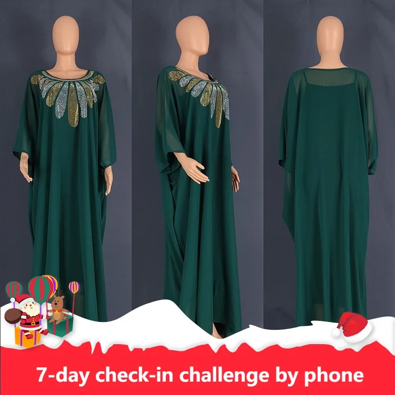 

Two Piece Sets Nigeria Turkey Caftan African Dresses For Women Traditional Ramada Abaya Muslim Diamond Boubou Robe Clothes Dress