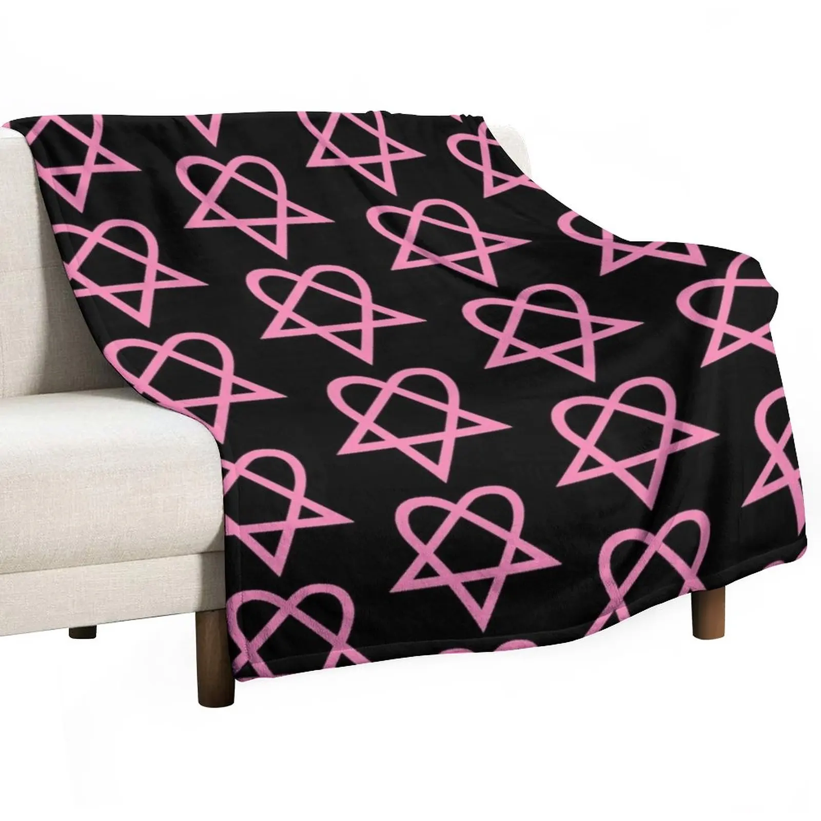 

Heartagram - Pink Throw Blanket wednesday Weighted Custom Flannels Blankets