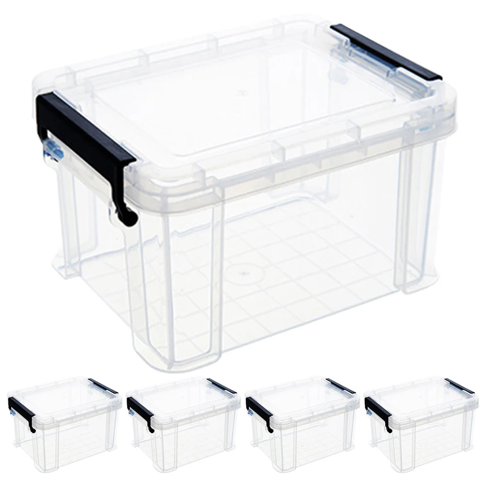 

5 Pcs Small Storage Containers Plastic Tote Mini Bins Sundries Case Screws Clear Organizer Bags Boxes