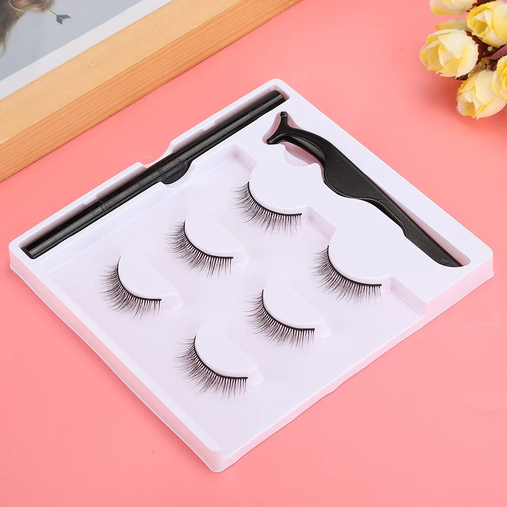 3 Pairs Magnetic False Eyelashes Magnetic Eyeliner Pen Tweezers Set fake eyelashes