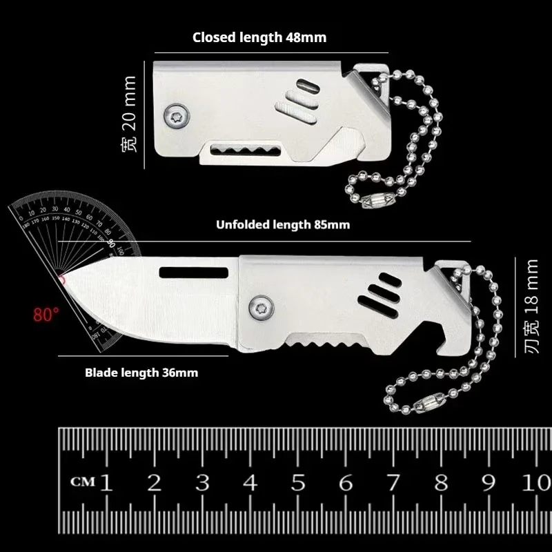 Folding Knife Mini Folding Knife Stainless Steel Box Opening Knife D2 Steel Cannon Portable Sharp Folding Key Hanging Chain