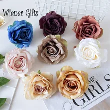 10pcs High Quality Silk Retro Roses Head Vases for Home Decor Fake Floristics Artificial Flowers Wedding Wall Diy Gifts Bride