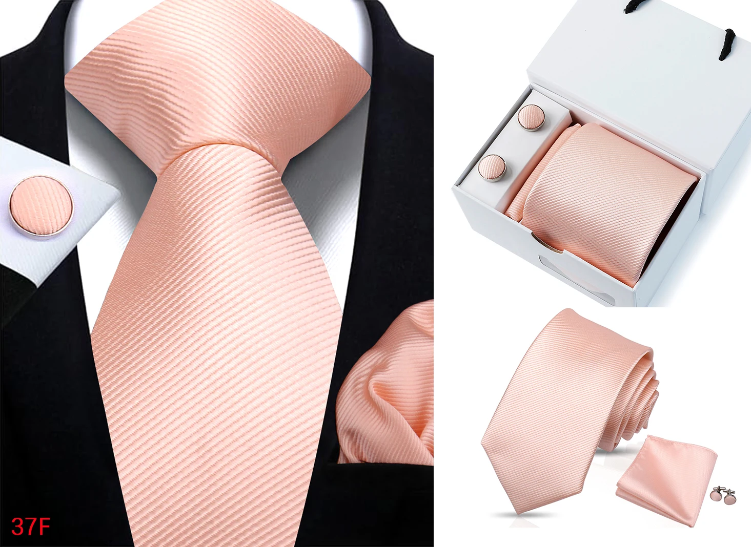 Neue männer Krawatte Hanky Manschettenknöpfe Set Mit Luxus Geschenk Box Einfarbig Krawatte Für Männer Anzug Hochzeit Business Party zubehör – Detail 16