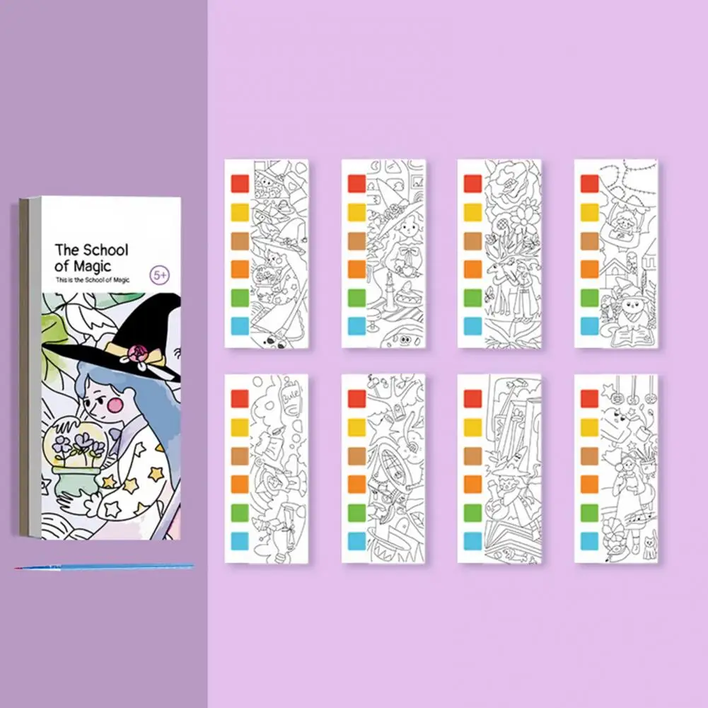 

1 Set Multi-functional Kids Cartoon Theme Paint Water Coloring Book Anti-fading Drawing Book Paintbrush for Home