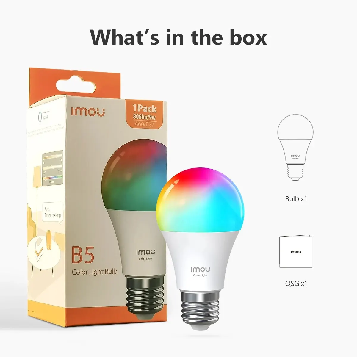 Smart LED Bulb IMOU Wi-Fi RGB Bulb Smart Control Lamp Base Dimmable Light Led Lamp Bombilla Colorful Changing Bulb Led 220-240V/110V 9W