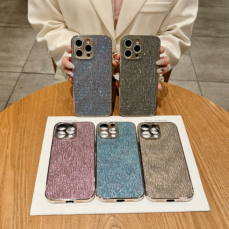 Luxury Glitter Plating Soft Bumper Bling Case with Hard Back Cover