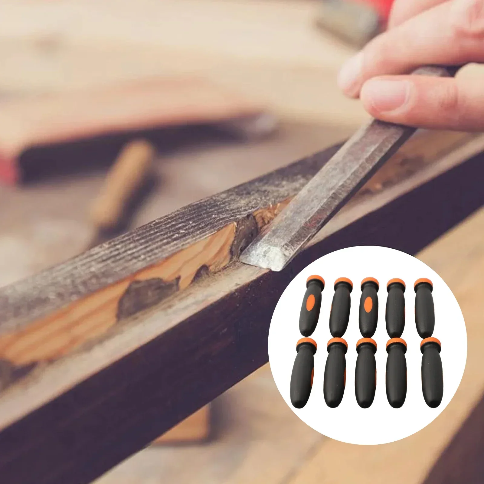 Wood File Handle 10Pcs Rubber Files Handles Files Supplies 2.36Inch 3mm Hole Diameter Wood File Handle Replacement