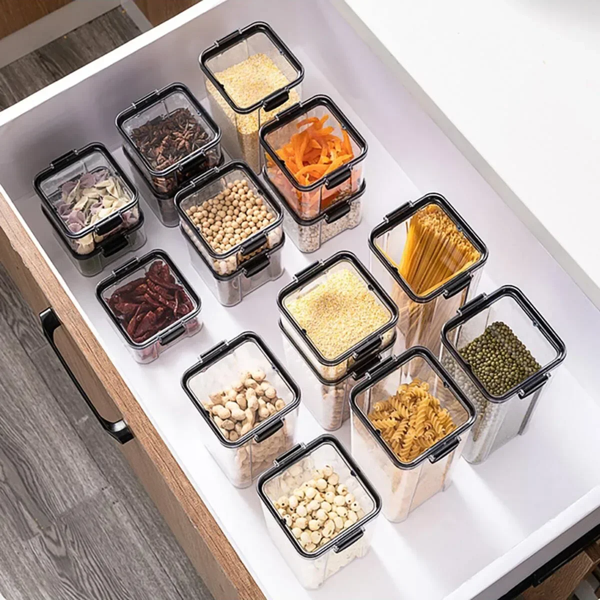 2pcs-Food Storage Containers With Lids, Clear Airtight Food Jars, Moisture-proof Transparent Sealed Fresh-keeping Box