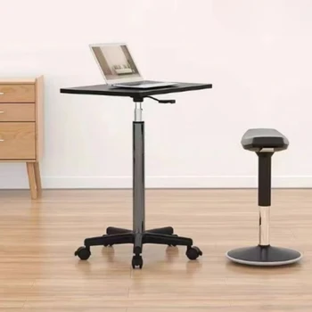 Scrivania moderna mobile regolabile, postazione di lavoro in dormitorio, comodino piccolo con rotelle, scrivania per streaming live