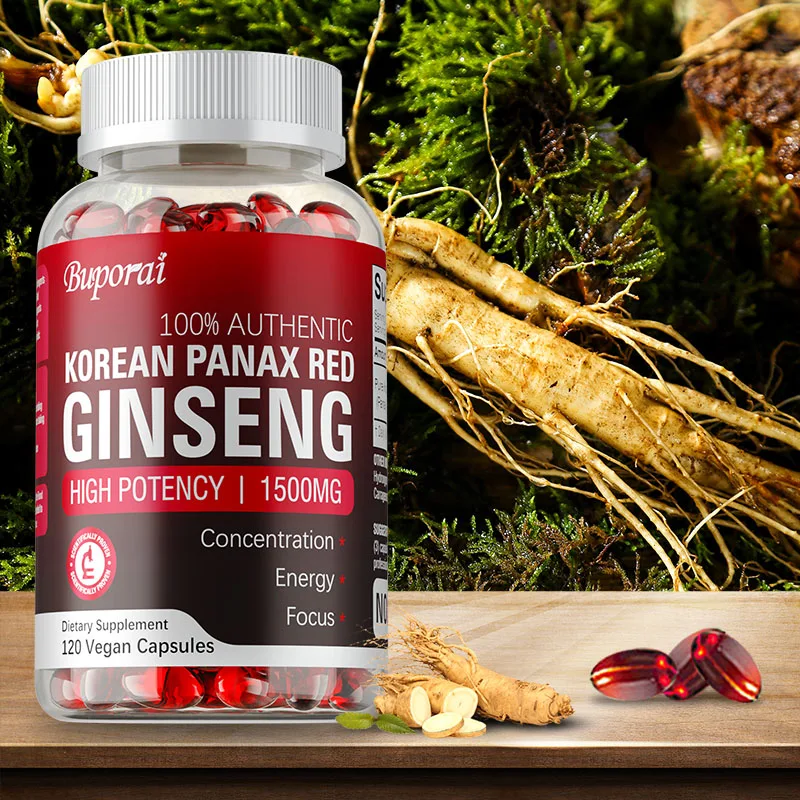 Korean Red Panax Ginseng Capsules-Helps Boost Energy, Mental Stamina, Physical Performance and Mental Health