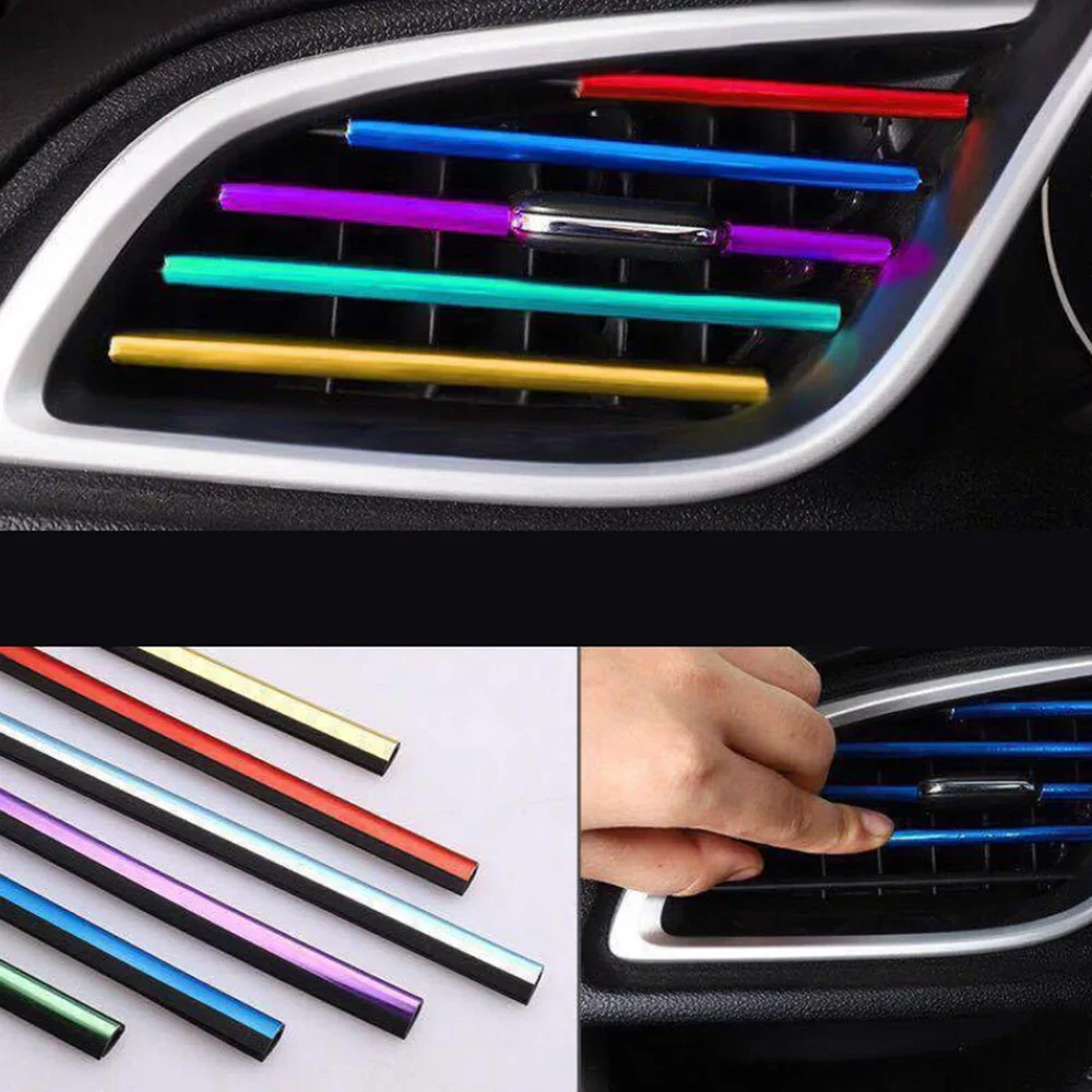 

10PCS 20cm Car Air Conditioner Outlet Decorative U Shape Mouldings Trim Decor Strips Car Styling Car Door Edge Corner Protector