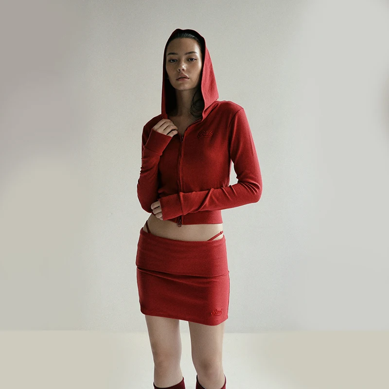 Badblood Zipper Hoodie for Women's New Collection with Exposed Umbilical and Sexy Embroidered Short Hoodie 5