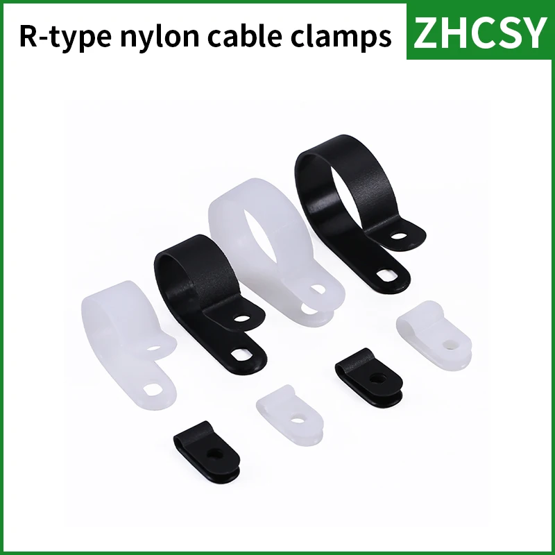 3.3 5.3 6.4 8.4 10.4 13.2 16 19 Plastic R-Type Nylon Cable Clamp Clips Hose Fasteners Mounting Fix Hardware Electrical Fittings