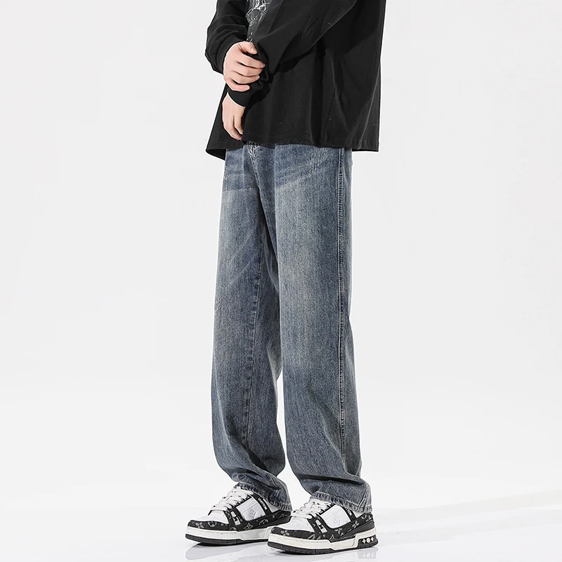 2024oversize spring new streetwear baggy jeans men fashion loose straight wide leg denim pants quality comfortable all-match