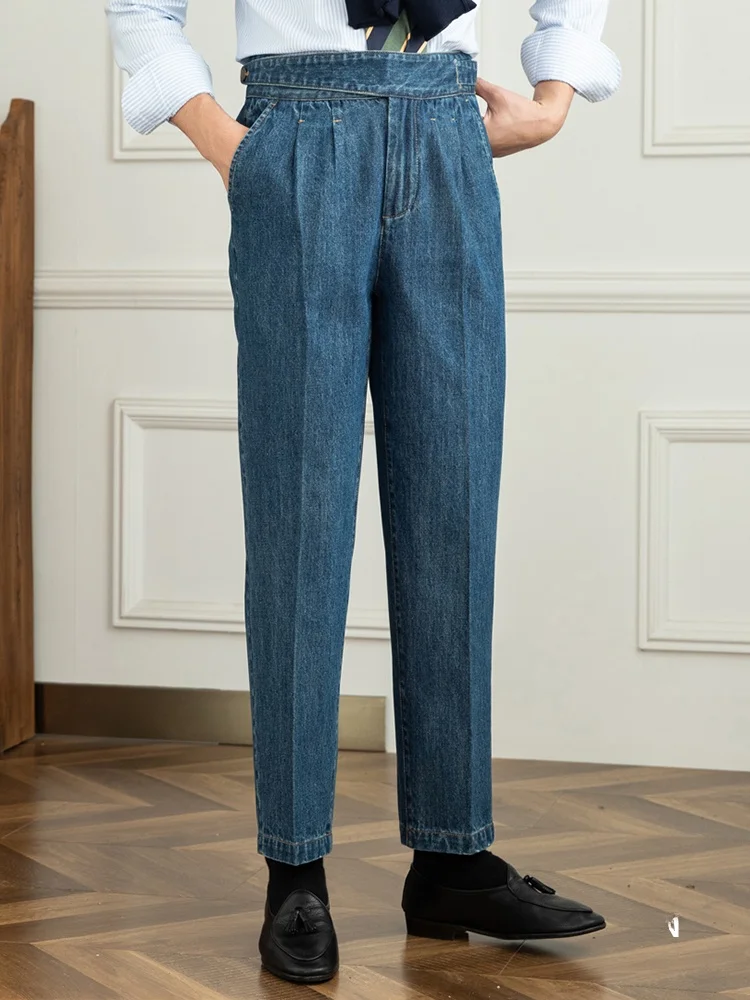 미스터 Deer Tee 남성 캐주얼 스트레이트 레그 청바지 하이 웨이스트 코튼 폴리에스테르 블렌드 내마모성 청소년 패션 워터 워시