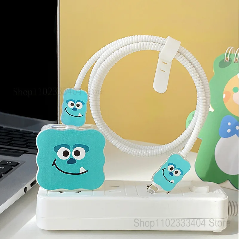 Disney Monsters University Charger Custodia Protettiva Per Cavo Dati Per Iphone 12 13 14 18/20W Cartoon Soft Glue Shell Winding Rope