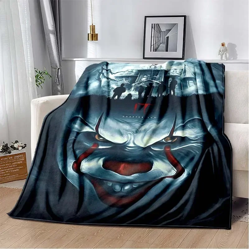 Dancing Clown Pennywise Pattern  Flannel Blanket,Multi-purpose Holiday Gift Blanket Warm And Soft Blankets All Seasons 2