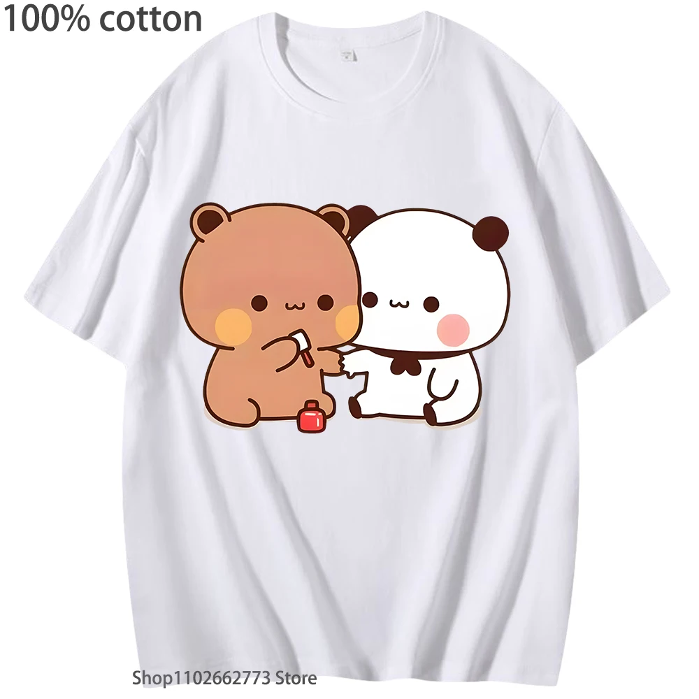 

DuDu Bear Coloring BuBu Panda’s Nails Tshirts for Men/Women Clothing Kawaii Shirt 100% Cotton Tees Summer Male Female Casual