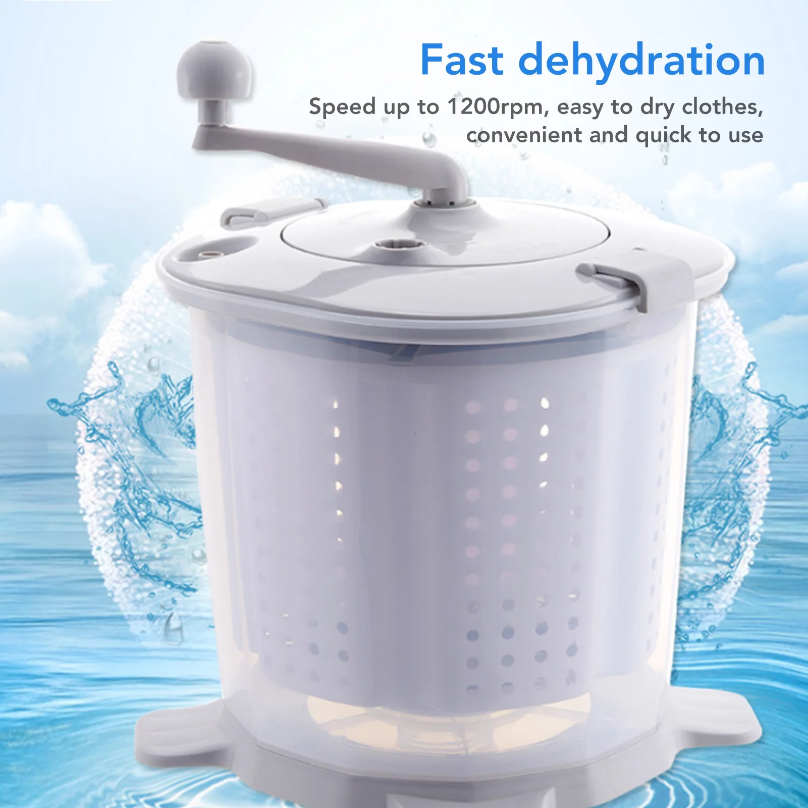 Portable Hand Crank Washing Machine Manual Washing Machine for Dormitory Apartment Camping Nordic Grey Manual