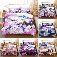 Anime Re Zero Bedding Emilia Rem Set Duvet Cover Bedroom Comforter Covers Single Twin King ​Size Quilt Cover Home Textile 2/3PCS 1
