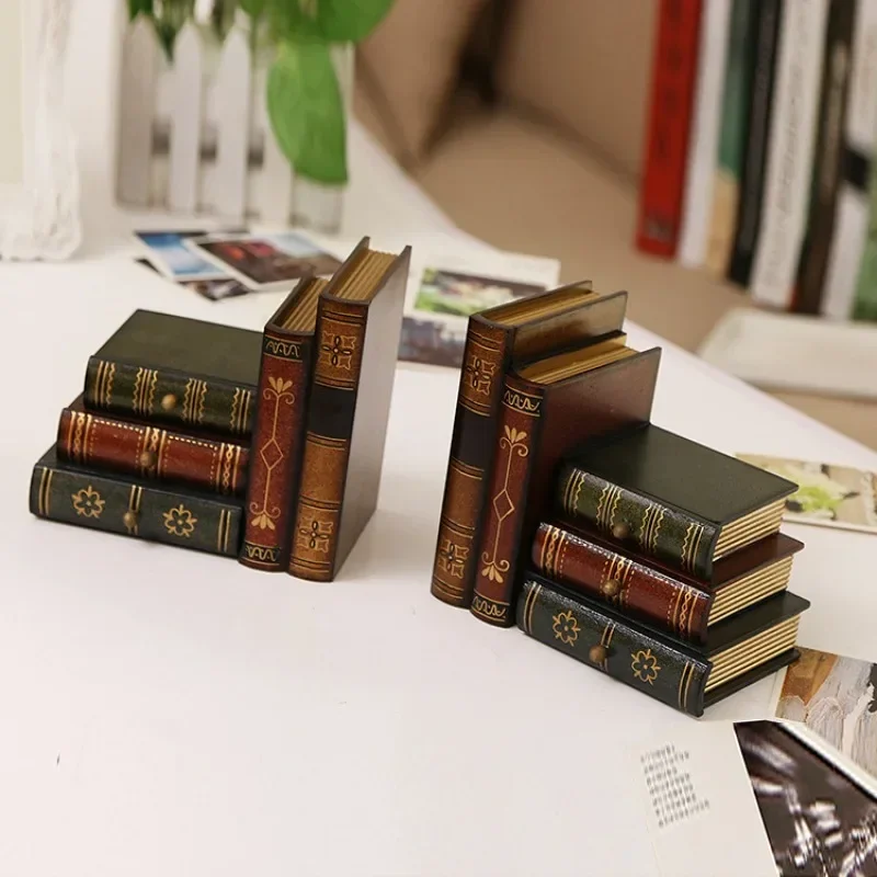 Vintage Faux Bookends Decorative Home Office Storage Organizer Box Home Organization and Storage