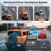 Caméra embarquée ADAS 4K+2.5K GPS WIFI Vision nocturne 24h Mini caméra embarquée avec objectif arrière en option Enregistreur vidéo DVR pour voiture Boîte noire 3