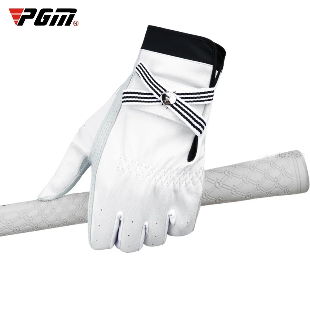 

PGM Women's Gloves Breathable Elastic Wrist Guard Soft Sheepskin Golf Sports Gloves Ladies Anti-Slip Training Mittens 1Pair