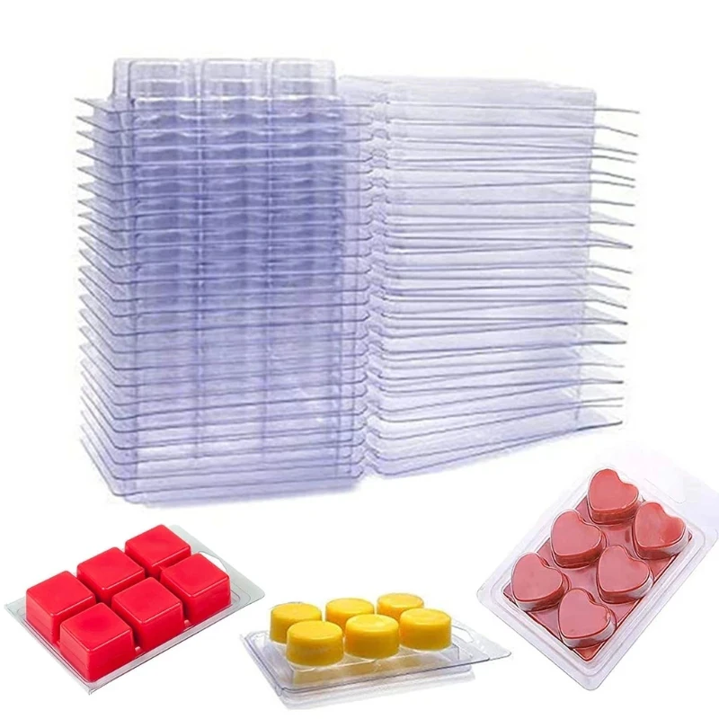 50  ν  Clamshells moulds 6 Cavity Cube Tray for Candle-Making & Soap