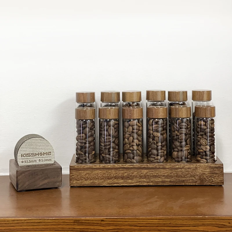 Glass Coffee Bean and Tea Storage Tube - Espresso Accessory and Barista Tool Gift Set